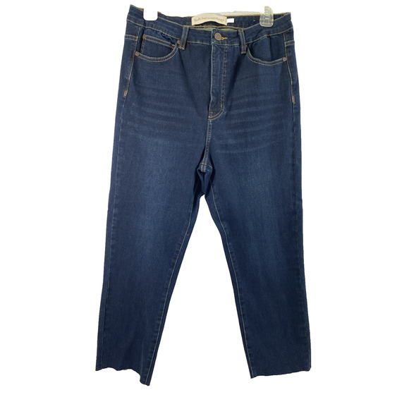 Soft Surroundings Denim - Soft Surroundings Jeans Womens Size 12 Dark Wash Denim Raw Hem‎ Straight Stretch